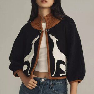 Anthropologie Maeve Dog Cape Cardigan Sweater Greyhound Dogs Shrug SP S P NWT